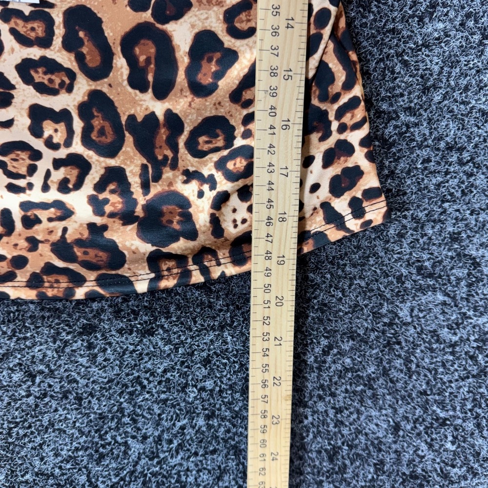 Windsor Leopard Print Cowl Neck Tank Top‎ Lace Trim Brown Black T7916-A  L - Picture 6 of 7